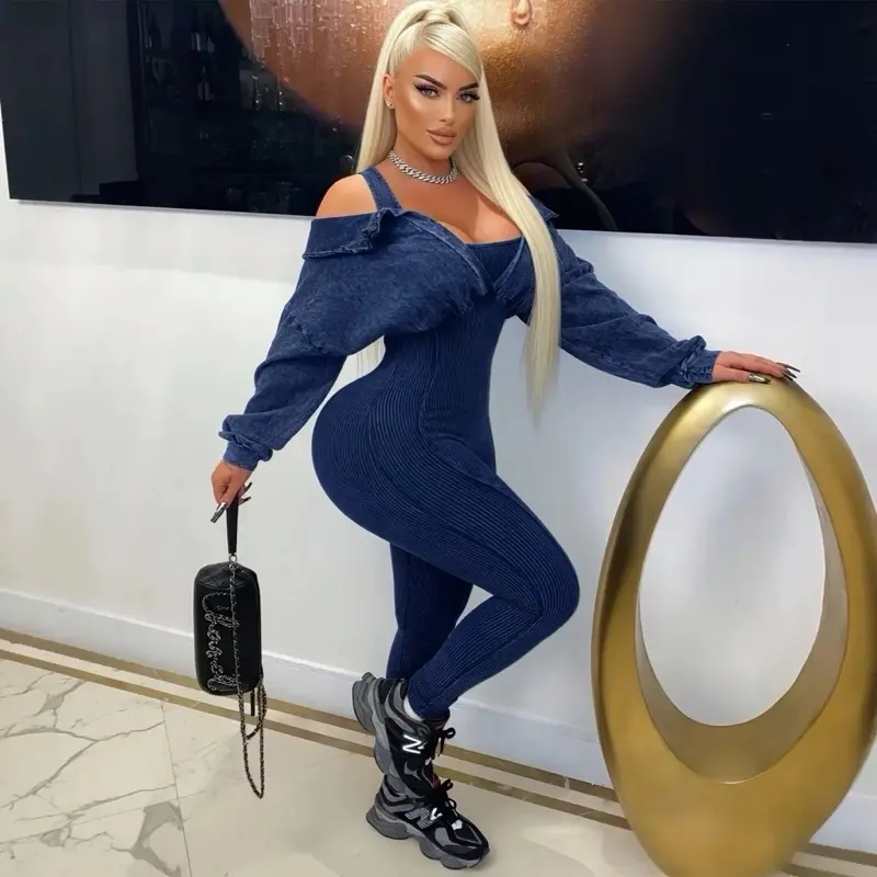Aura Denim Off-Shoulder Jumpsuit
