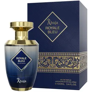 AHUJA Royale Bleu Eau De Parfum for Men 3.4 fl oz – Long Lasting Fresh Citrus, Grapefruit & Ginger Scent w/Deep Woody Notes – Elegant Daily Wear Perfume & Gift