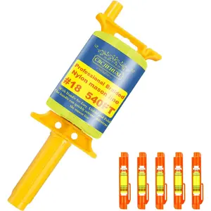 #18 540 Ft String Line with Handle, 5 Built-in Levels Spool Fluorescent Braided Nylon String, Construction Twine for Gardening Masonry Outdoor Projects