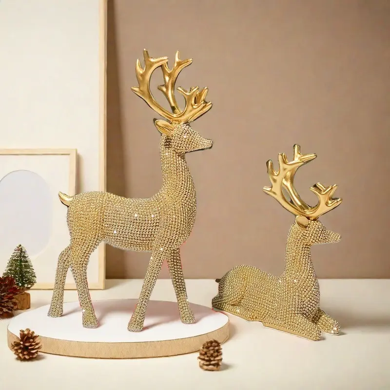 New Christmas Dot Bead Reindeer Ornament Home Decor Ornaments Living Room Home Decoration Desktop Display Craft