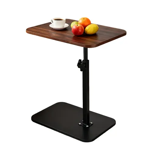 Adjustable Height C-Shaped TV Tray Table - Side Table with 360° Swivel Metal Frame, Portable Snack Tray for Couch Eating, Mobile Living Room Furniture for Small Spaces