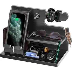 Gifts for Men  Phone Docking Station for Mens Gifts for Christmas Husband Anniversary Dad Birthday Gifts for Men or Dad - Nightstand Organizer Purse Father Desk Accessories & Workspace Organizer