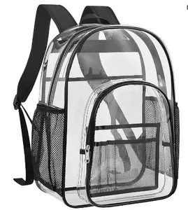 Clear Backpack Stadium Approved 12x6x12 Transparent Daypack for Events Quick Security Checks Mesh Splicing Semi Transparent Stylish Purse Water Resistant Bookbag Waterproof Bookbag