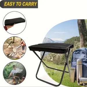 Mini Collapsible Travel Chair, Reinforced Metal Bracket With Hand & Back Carry Belt, Shockproof Anti-Slip Feet, Fold Mesh Seat For Beach Concert Riverside Leisure