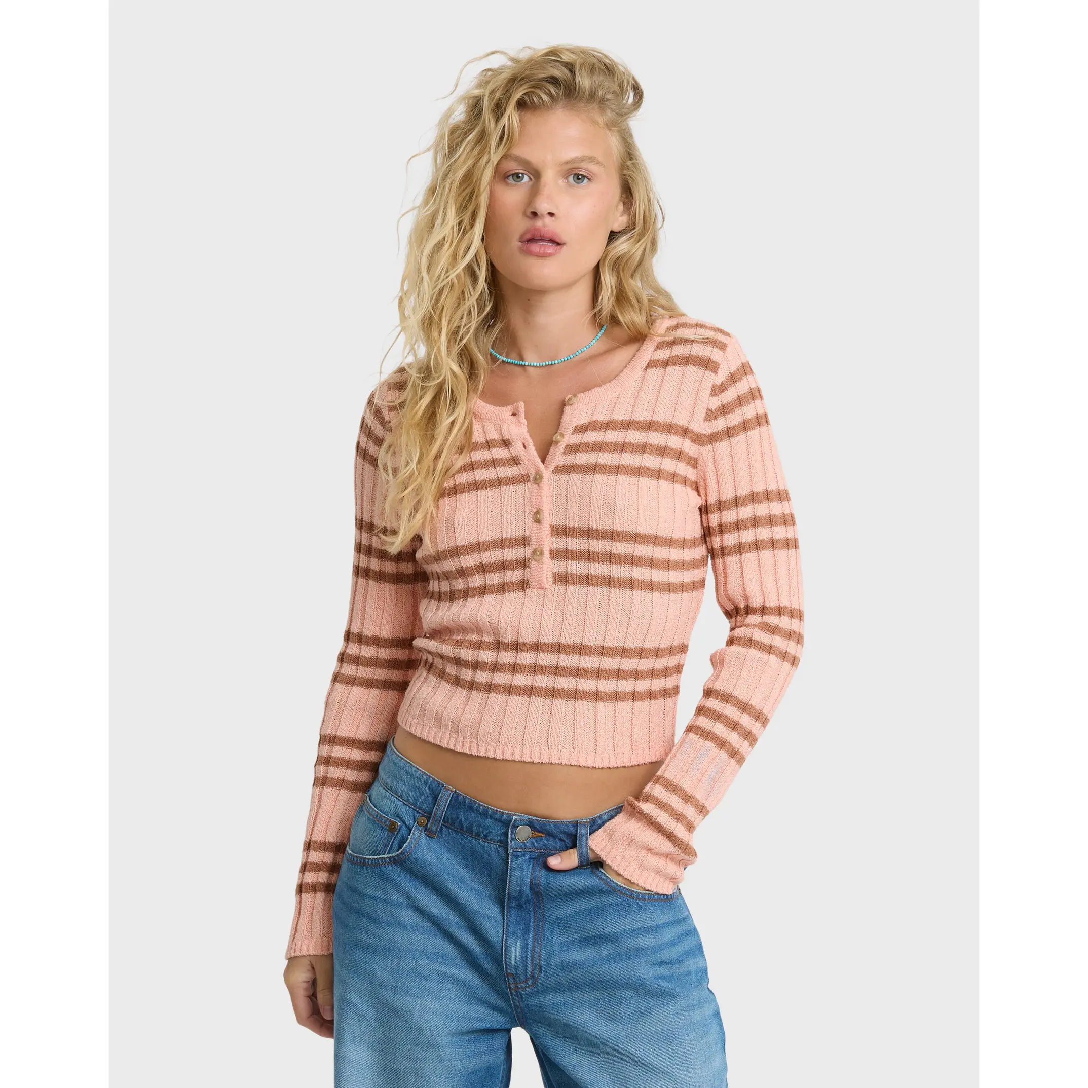 Ziggy V-Neck Sweater - Pale Peach