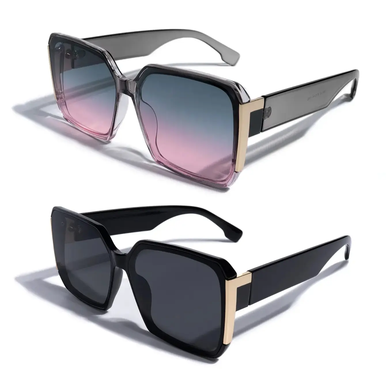 2-Pack Unisex Oversized Square Sunglasses, Trendy Gradient Pattern with UV400 & Sunscreen Protection, Stylish Large Frame Shades Perfect for Daily Use, Outdoor Outings, Travel and All-Match Fashion, Sunglasses For Women, Men's Sunglasses
