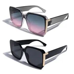 2-Pack Unisex Oversized Square Sunglasses, Trendy Gradient Pattern with UV400 & Sunscreen Protection, Stylish Large Frame Shades Perfect for Daily Use, Outdoor Outings, Travel and All-Match Fashion, Sunglasses For Women, Men's Sunglasses
