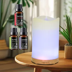 Candle-Shaped Essential Oil Diffuser - 7 Color LED Mood Lighting, Noiseless Ultrasonic Aroma Diffuser with Auto Shut-Off, USB Port Powered Desktop Humidifier for Home Bedroom Spa at Home Anxiety Relief Relaxation Gift