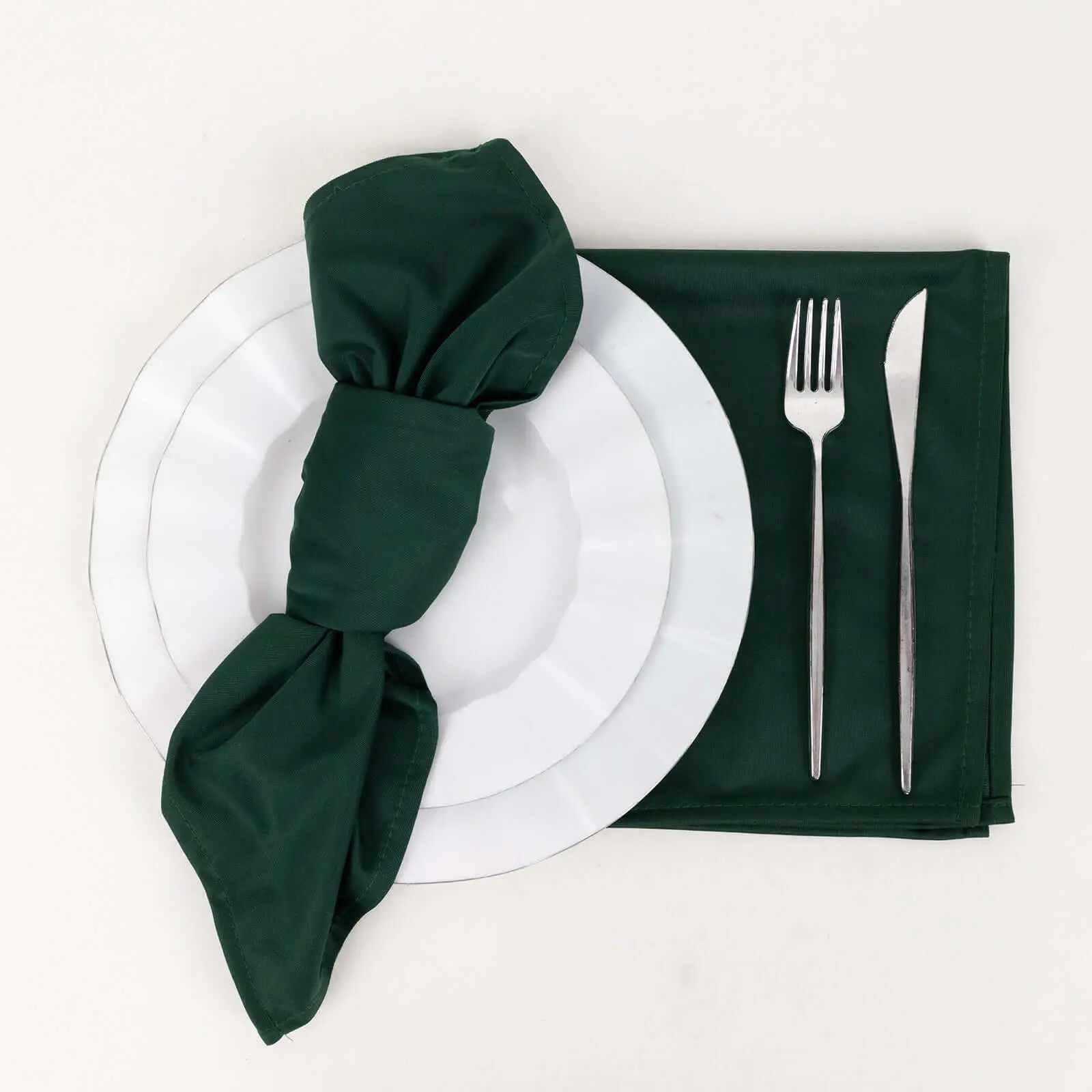 5-Pack Hunter Emerald Green Scuba Tableware Napkins, 20"x20" Durable Reusable Fabric Dinner Napkins, Five-Pack