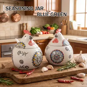 2-Pack Handmade Ceramic Salt and Sugar Jars with Airtight Lids & Spoons, 13oz Airtight Pantry Storage Containers for Spices, Decorative Kitchen Countertop Organization Canisters for Cooking Enthusiasts, Airtight Lid