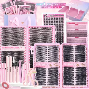 15 Counts Gift Box Individual Eyelash Extensions Kit, D Cur Mixed Styles, Mix 9-16mm, Mega Volume Lashes False Eyelashes Set, cat eye Thick daily, Makeup, Lash Clusters, Diy False Eyelashes