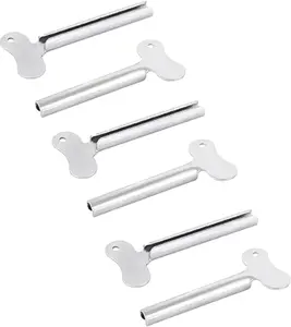 6Pcs Silvery Metal Tube Squeezer Keys, Toothpaste Metal Hair Dye Color Key Roller Dispenser Tool Durable Processing,Toothpaste and Hair Color Dispenser Tool, Daily Living Tube Squeezing Aids