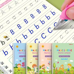 Magic Practice Scribe Book Set, Preschool Learning Materials, 4/8 Counts/set Reusable Number & Letter & Math & Drawing Practice Book with 1 Pen, 10 Refill & 1 Pencil Grip, Perfect Gift for Your Child, Christmas Gift