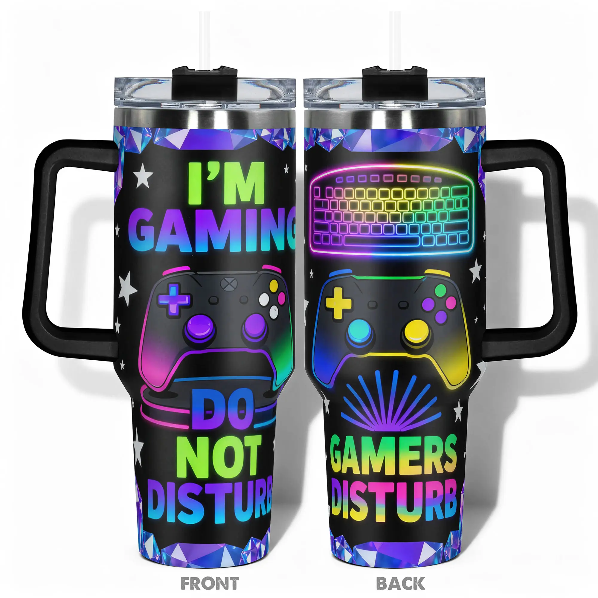 1pc 40oz/30oz/14oz Cup Stainless Steel Tumbler Thermal Cup With I'm Gaming Do Not Disturb Design, Leakproof Large Capacity, for Gym, Hiking, Travel, Birthday Christmas Gift, Insulated Water Bottle, Insulated Travel Drinkware