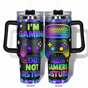1pc 40oz/30oz/14oz Cup Stainless Steel Tumbler Thermal Cup With I'm Gaming Do Not Disturb Design, Leakproof Large Capacity, for Gym, Hiking, Travel, Birthday Christmas Gift, Insulated Water Bottle, Insulated Travel Drinkware