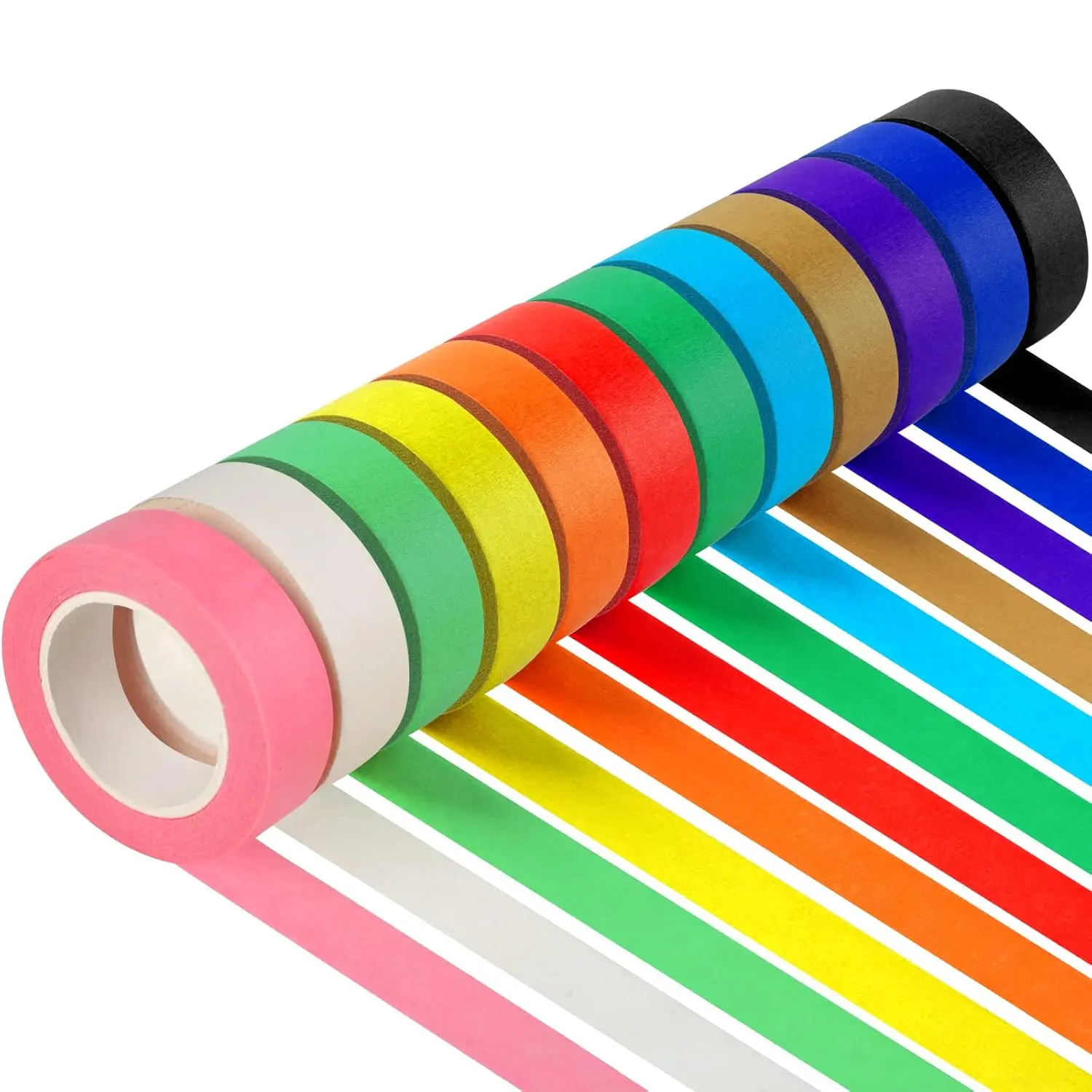 12-Piece Colored Masking Tape Set – Kids Art Supplies, DIY Craft & Colored Painter’s Tape Rolls, 1.7cm x 12m