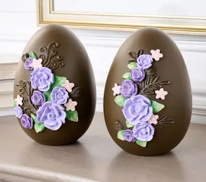 Set of 2 Chocolate Flower Embossed Eggs