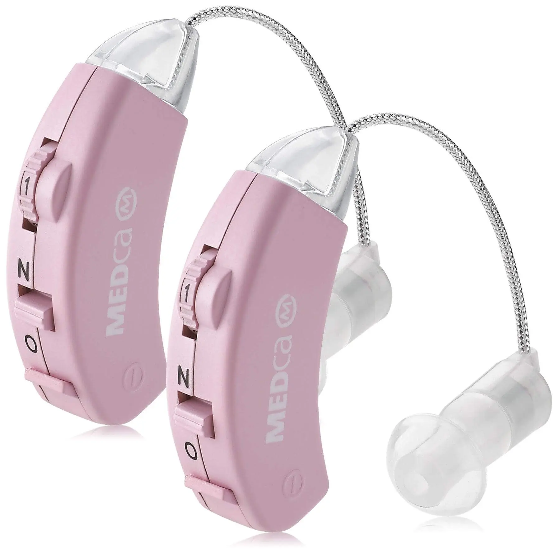 MEDca Personal Sound Amplifier Set – Behind-the-Ear Sound Enhancers (Pink, 2-Pack)