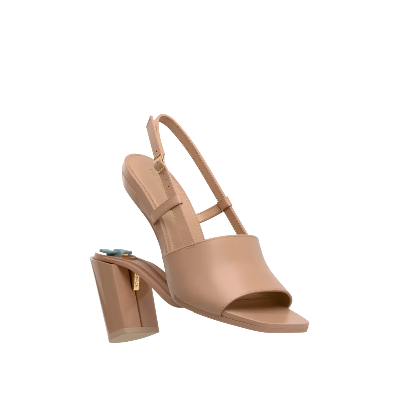 Shae Mule Sandal - Latte Leather 4" Block