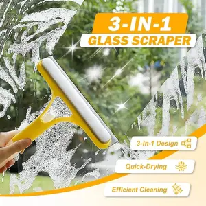 3 in 1 Window Cleaning Scraper, 2026 New 3 in 1 Squeegee for Window Cleaning with Sprayer, Multi-Function Squeegee Tool for Shower Glass, Tile, Mirror Cleaning