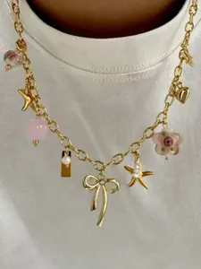 Summer Starfish Flower Pendant Necklace, Unique Starfish Design, Women's Creative Clavicle Chain, Creative Clavicle Jewelry, Boho Style, All Seasons, Zinc Alloy Material