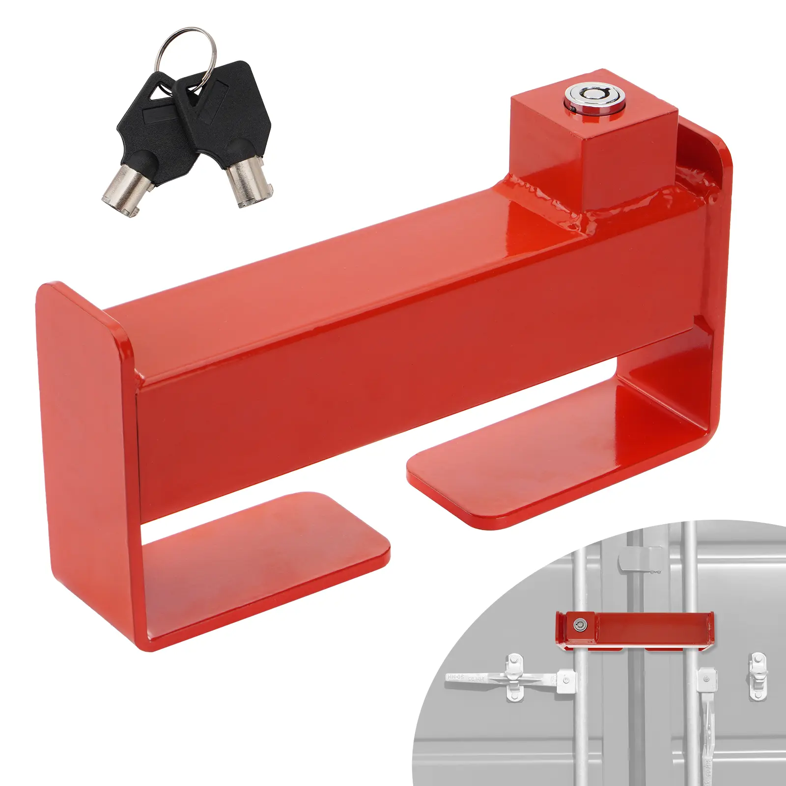 Heavy Duty Steel Cargo Trailer Door Security Lock - Adjustable Length Locking System for Standard Shipping Containers, Trucks, 2 Keys Included, Anti-Bending, Father's Day Gift