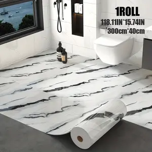 Marble Floor Sticker Roll, Ultra-Long Thick Vinyl Wallpaper Easy Peel & Stick European Luxury Marble Pattern Wall Panels, Marble Flooring
