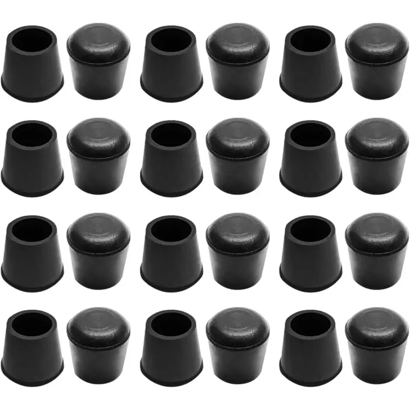 24Count Value Set Black 5/8” Round Rubber Chair Leg Tips Caps Floor Protectors Non-Slip Bar Stool Table Folding Chair End Cap Tip Replacement