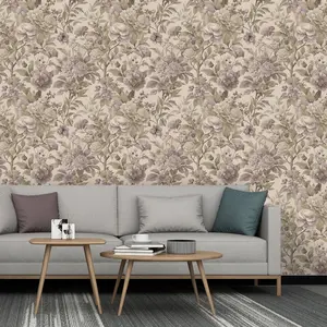 1 Roll 17.3 x 118 Inches Vintage American Floral Self-Adhesive Wallpaper, Ins Style Premium Peel and Stick, TV Background Wall Decor, Waterproof Moisture-Proof Easy Clean, Removable for Bedroom Living Room Accent Wall, Boho Chic Home Renovation Contact Pa