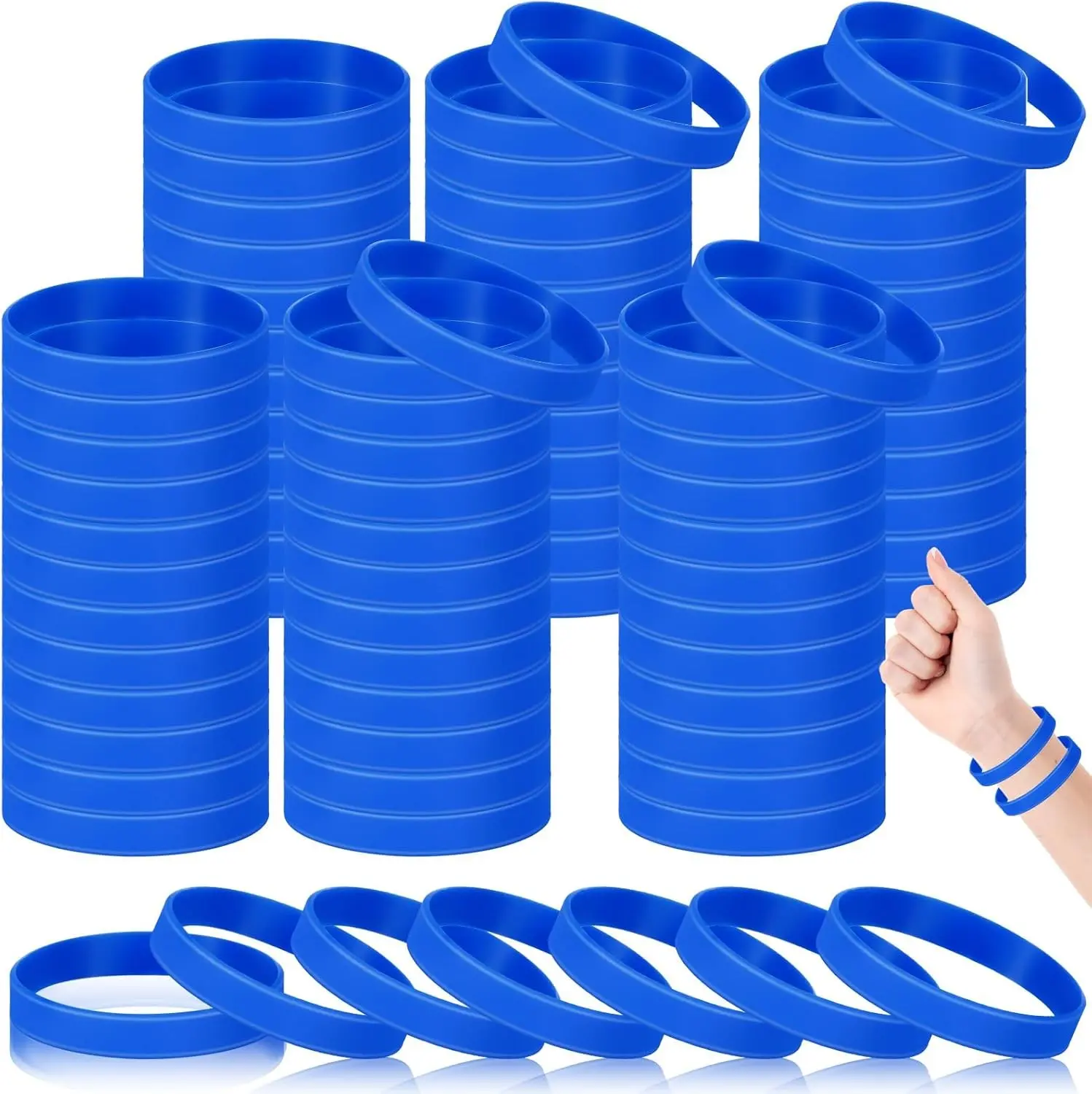 100 Pcs Solid Color Bulk Silicone Rubber Sports Wristbands Bracelets for Adult Men Women, Ideal for Events Parties Decorations (Dark Blue)
