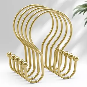 AmazerBath Shower Curtain Hooks, Simple Double Hook Shower Curtain Rings Rust Proof, Sturdy Metal Smooth Glide Decorative Shower Hooks for Shower Curtain Rod, Set of 12