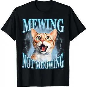 Funny Cat Meme Mewing LooksMax Meowing cat Trend T-Shirt