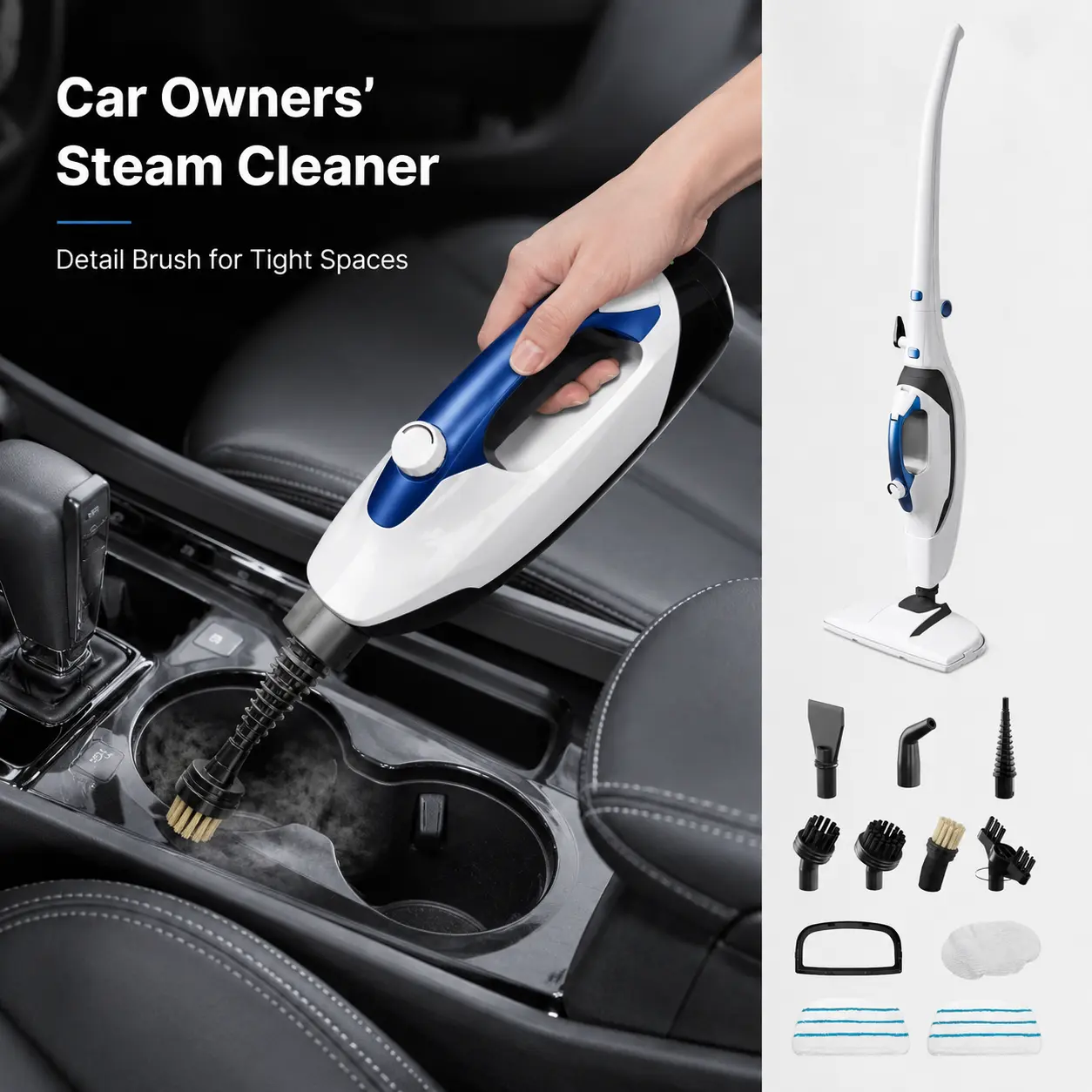GLEEHILL SM109A 1550W Power Multifunction Floor Steamer - 15s Fast Heat Lightweight Steam Mop, 7.71lb Compact Portable Electric Mop, 120° Swivel Head, 400ml Tank, Brush Accessories, US Plug for Stone/Tile Deep Clean, Father's Day Gift