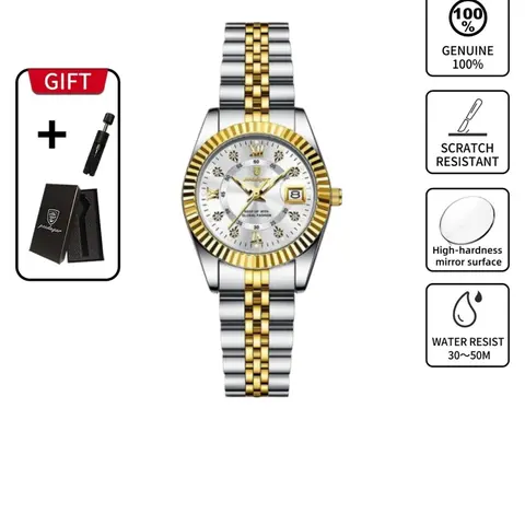 【Black Friday】Women's Elegant Round-Dial Analog Quartz Watch, Luminous and Water-Resistant Timepiece for Parties and Daily Wear, Versatile Birthday Gift with Gift Box
