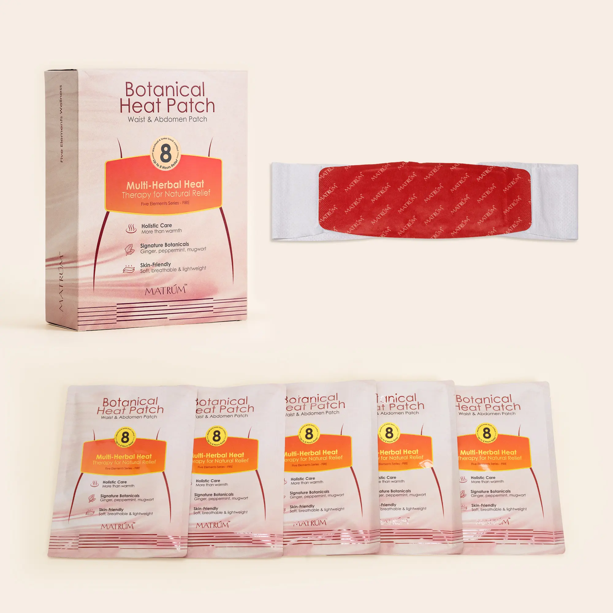MATRÚM Period Cramp Heat Patch for Women, Adhesive-Free Menstrual Heating Pad with Adjustable Waist Wrap, Portable Lower Belly & Lower Back Warmer for Period Pain, PMS, Work, Travel & Cozy Nights, Up to 8 Hours