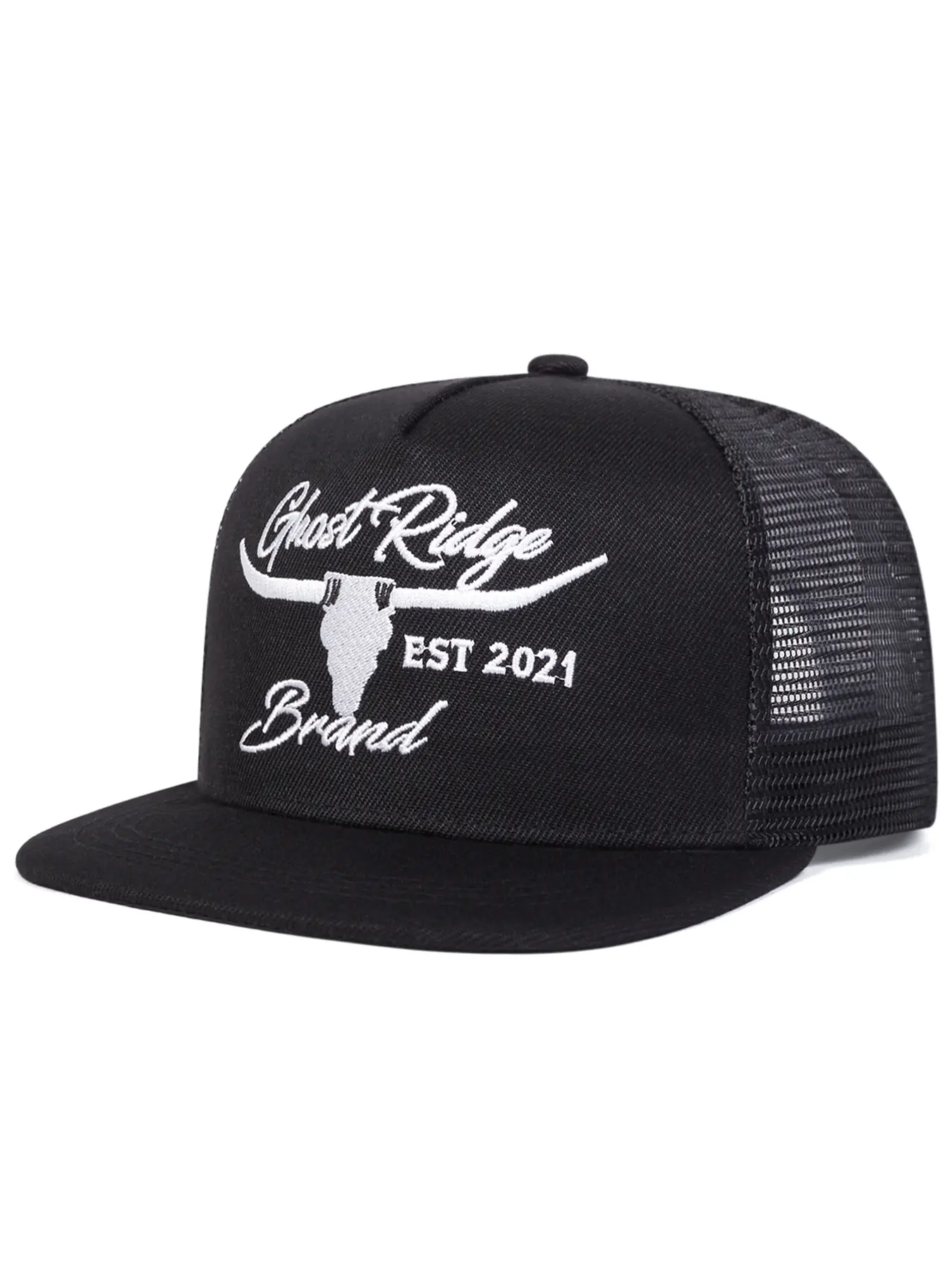 Unisex Cow Head Letter Graphic Snapback Baseball Cap, Mesh Back Trucker Hat, Adjustable Sun Protection Design for Spring and Fall Travel and Outdoor Use