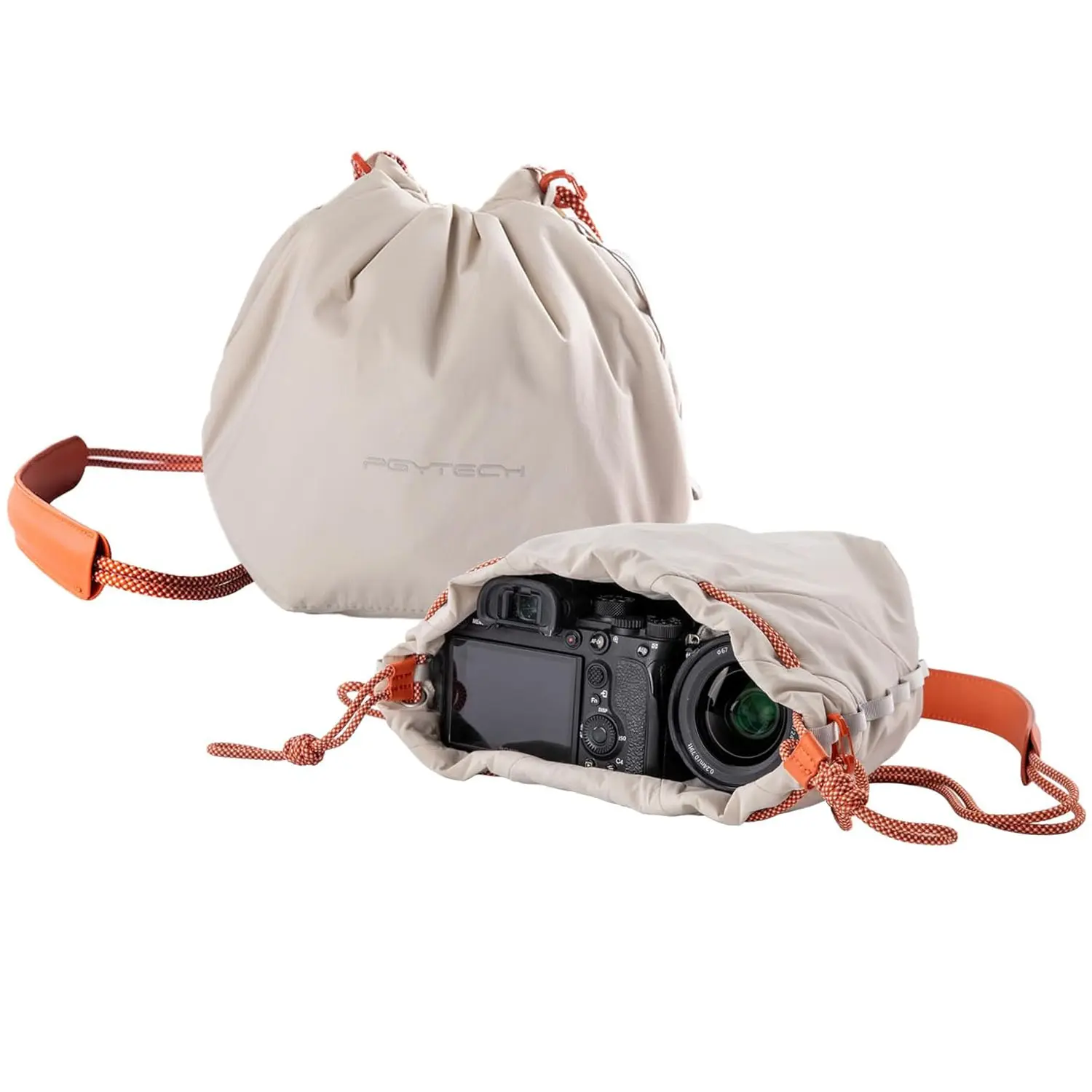 PGYTECH OneGo Drawstring Camera Bag - Soft Cute Pouch, Shoulder Bag for Mirrorless Cameras (Small to Medium-Sized), SLR Cameras & Lenses, 200d+18-55 Compatible, 285mm*220mm*31mm Storage Accessory for Fujifilm, Canon, Sony, Nikon, Accessories, Rp+Rf24-105,