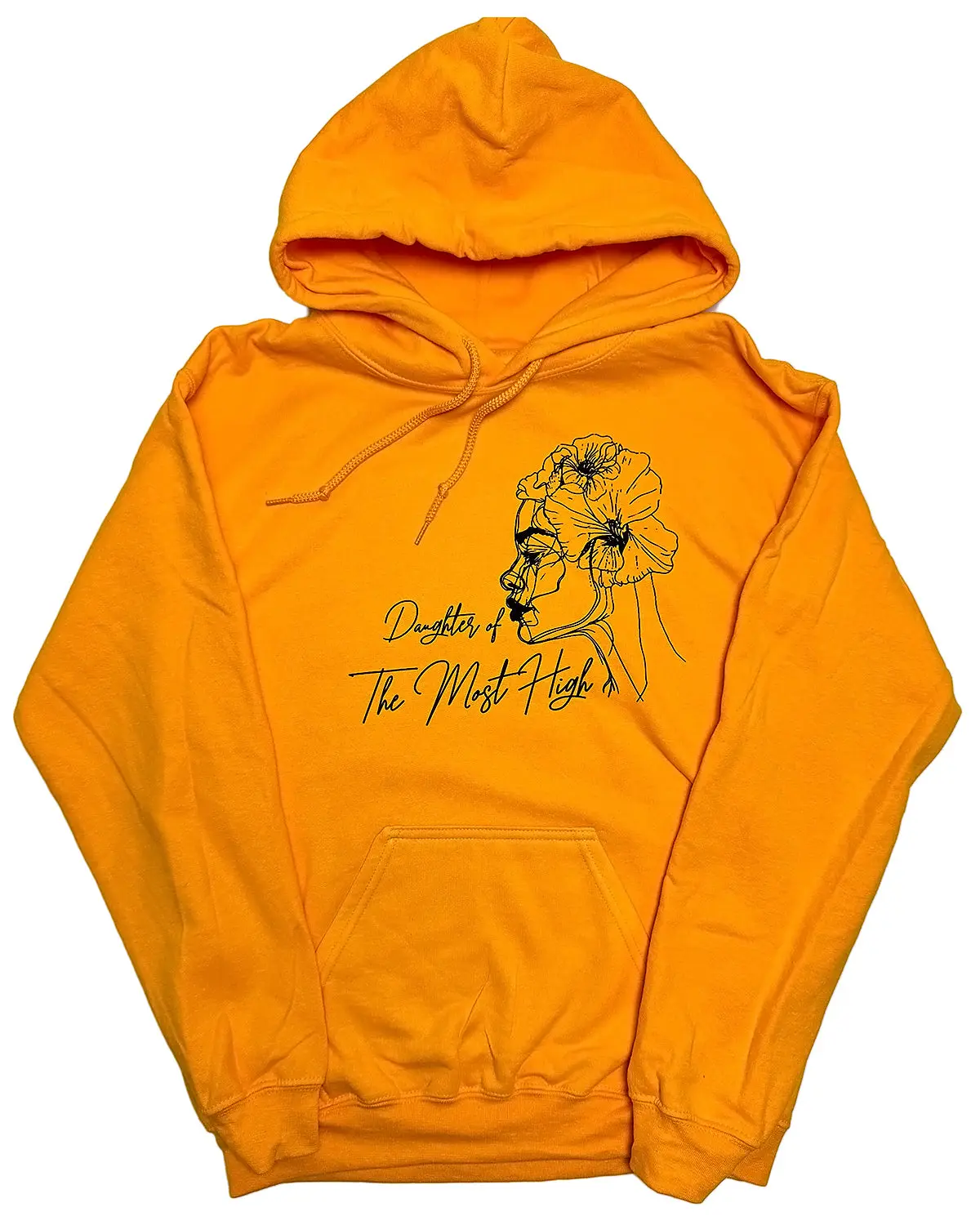 Daughter of The Most High Gold Hoodie Long Sleeve Medium Length Casual Stylish Classic Autumn Cotton Polyester Blend Machine Washable Fit Womenswear