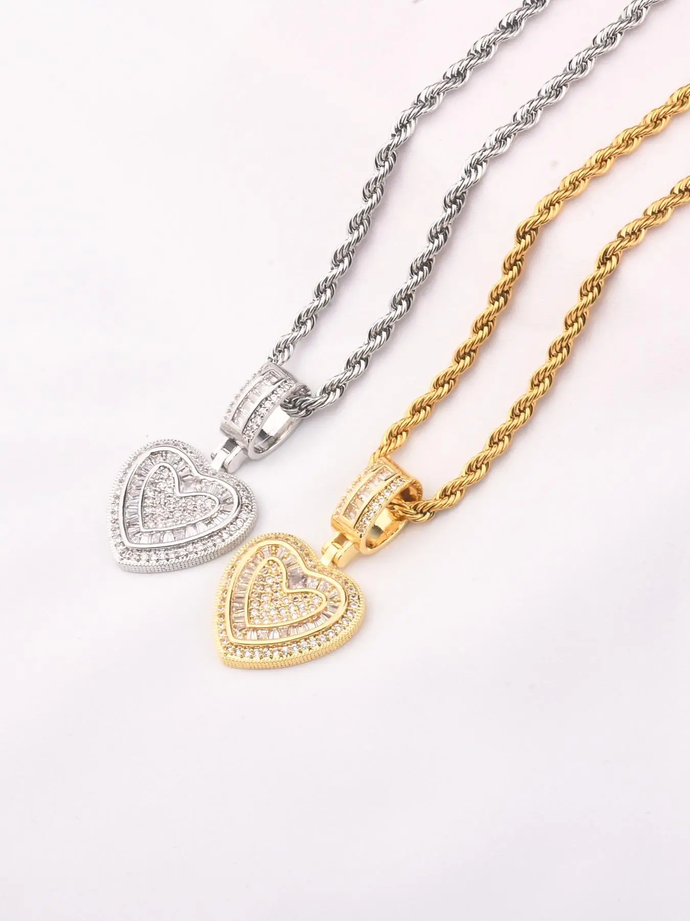 Heart Shaped Pendant Necklace, Fashion Zircon Decor Necklace for Party, Daily Decor, Trendy All-match & Exquisite Jewelry for Birthday Gift