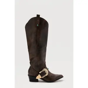 Rhode Knee High Cowboy Boots - Brown 8