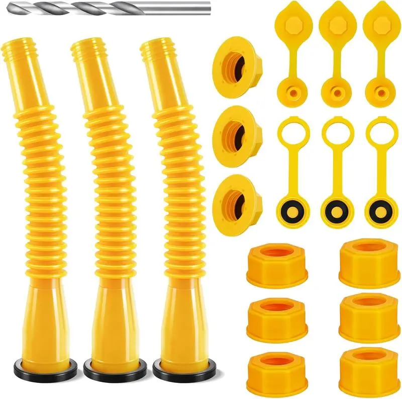 Gas Can Spout Replacement Kit - Buy 1 Get 2 Free, Old-Style No-Spill Nozzle, Vent Cap Included, Easy-to-Install Upgraded Part for 1/2/5/10 Gal Petrol Cans, Automotive Car Repair Tool