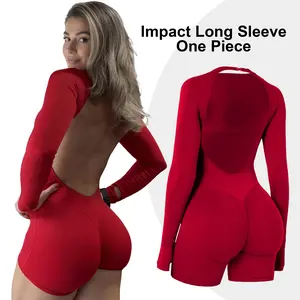 GYMER Impact Long Sleeve One Piece Unitard Fitness Gym Bralette Soft Workout Activewear Womenswear