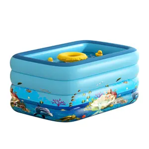 Inflatable Pool for Kids and Adults, Oversized Thickened Family Blow Up Pools, Rectangular Inflatable Swimming Pool for Backyard, Outdoor, Garden, Summer Water Party (120X60X22IN 3-Floor)