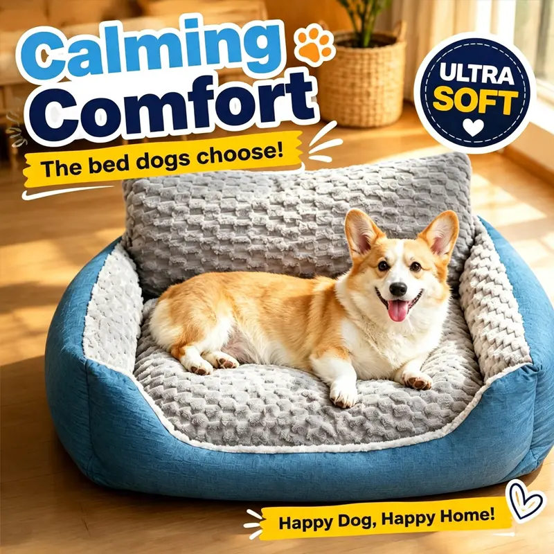 BOFNL oversized dog bed with a non-slip bottom and a removable, machine-washable cover; suitable for small, medium, and large dogs; orthopedic dog bed; breathable material; soothing pet sofa bed suitable for indoor and outdoor use; female pit bull dog bed