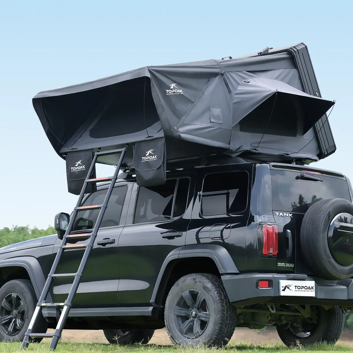 TOPOAK Vision Fold-Out Hard Shell Rooftop Tent for SUV Truck Jeep | Fold-out roof top tent with window rainfly and spacious interior for family SUV, truck and Jeep camping.