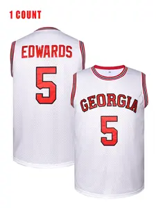 Men's Embroidered Basketball Jersey Number 5, Quick-Dry Casual Sportswear, Loose-Fitting Outdoor Athletic Wear for All Seasons, Stylish Jersey