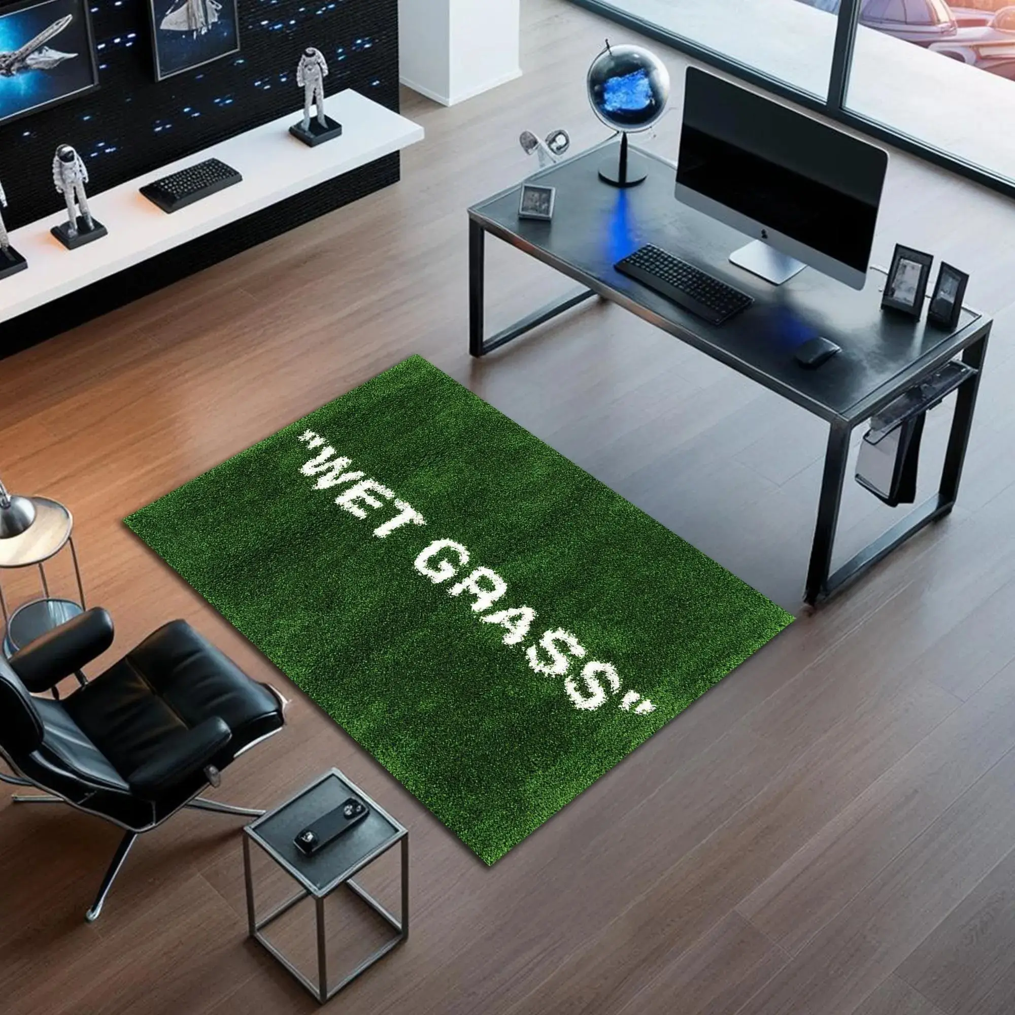 Wet Grass Print Area Rug, Urban Streetwear-Style Dorm Decor