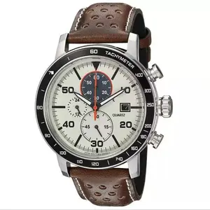 Boutique Six-Hand Chronograph Business Casual Fashion Men's Quartz Leather Strap Watch