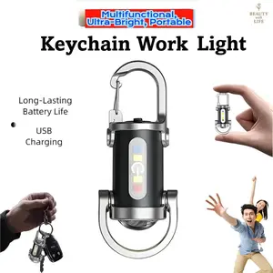 【2026】 Rechargeable Mini Keychain Flashlight ,Super Bright,800 Lumens EDC Mini Flashlights, COB Keychain Work Light Flashlights 6 Light Modes, Bright Mini Keychain Light for Walking, Searching ,camping and Hiking boyfriend best gift