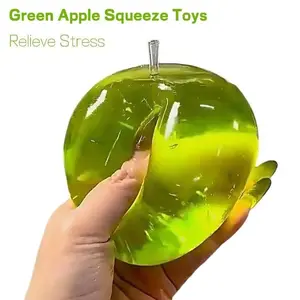 Apple Stress Ball, 3-Inch Jelly Texture Squeeze Toy, Soft Sensory Fidget Toy, Pliable Stress Relief, Perfect Gift for Friends, Squishy Ball